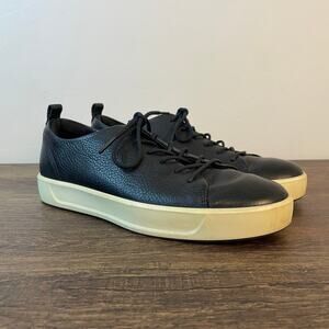 ECCO Soft 7 Women 38 Black Leather Sneakers Comfort Walking Shoes